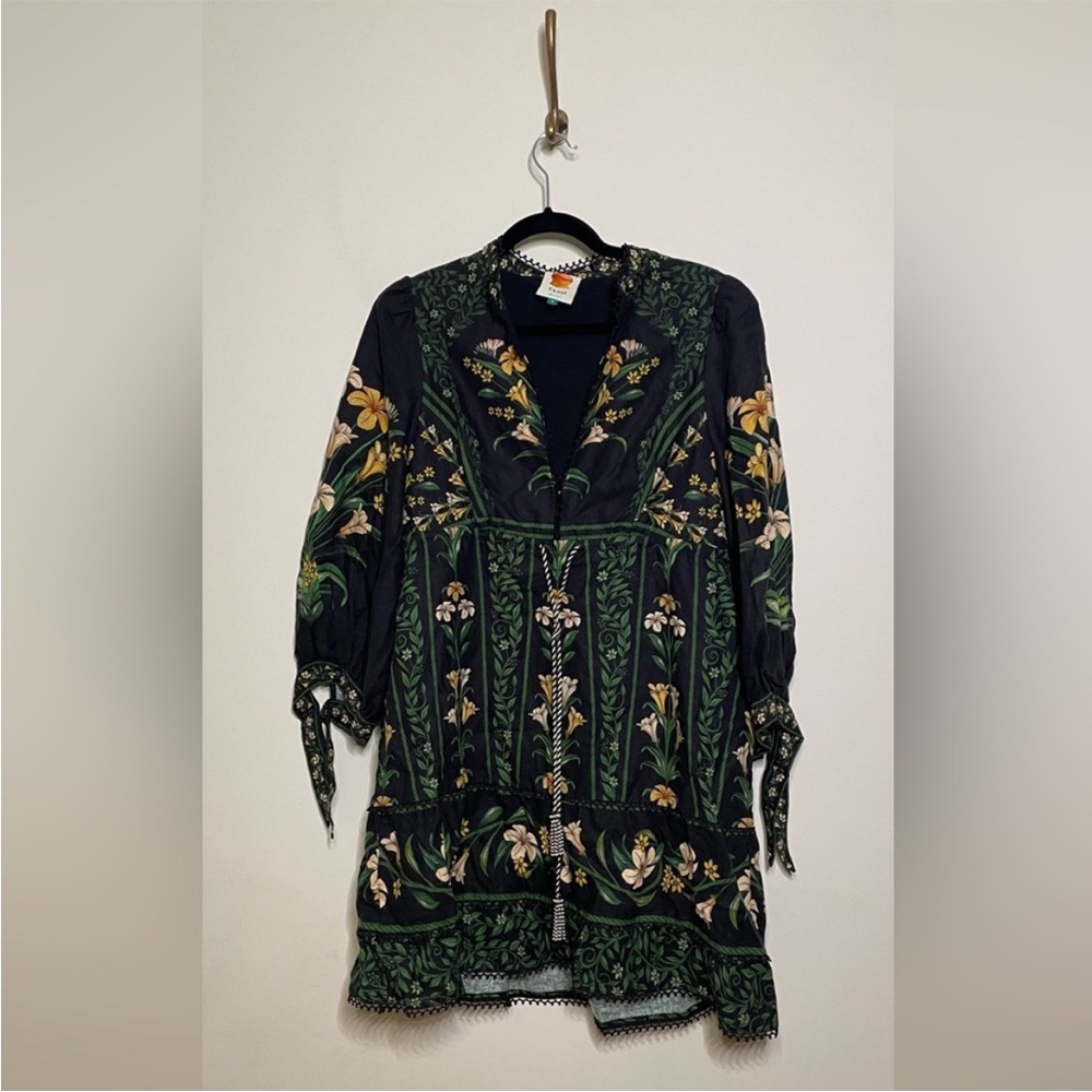 FARM Rio Black Flowers Arch Lenzing Ecovero Euroflax Mini Dress - Picture 7 of 11